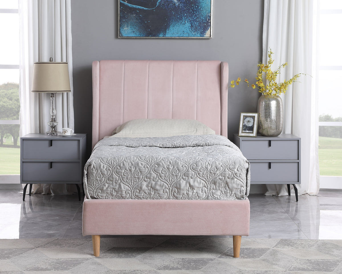 AMELIA 3' BED - PINK VELVET FABRIC