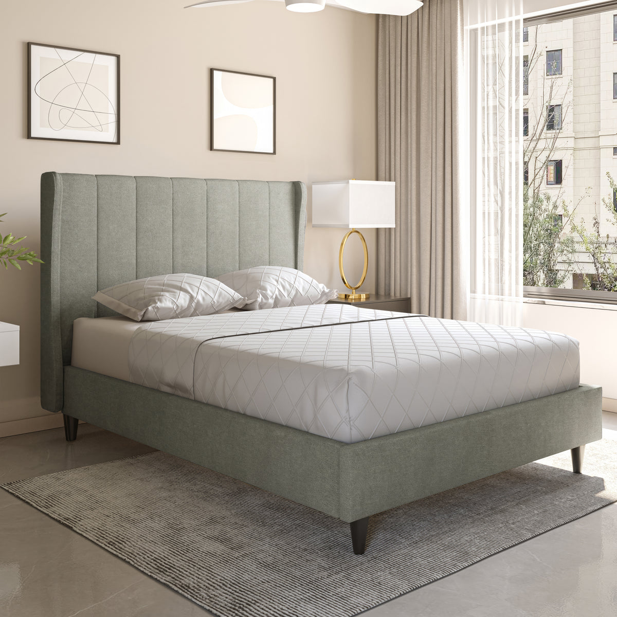 AMELIA 4'6" BED - DARK GREY FABRIC