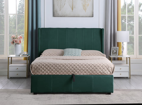 AMELIA 4'6" BED - GREEN VELVET FABRIC