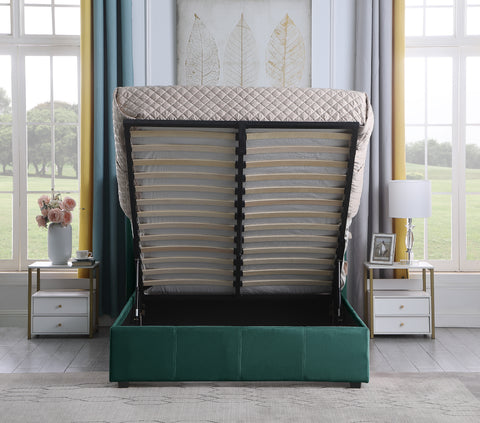 AMELIA 4'6" BED - GREEN VELVET FABRIC