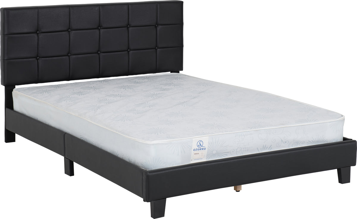 ARRAN 4'6" BED - BLACK FAUX LEATHER