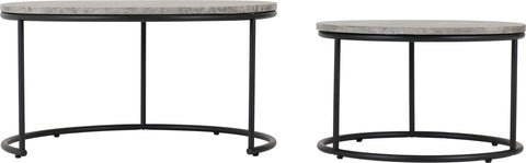 ATHENS ROUND COFFEE TABLE SET - CONCRETE EFFECT/BLACK
