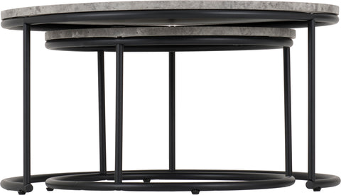 ATHENS ROUND COFFEE TABLE SET - CONCRETE EFFECT/BLACK