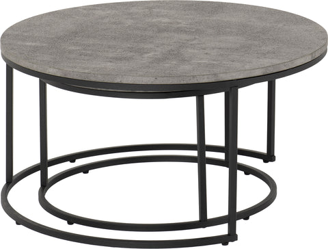 ATHENS ROUND COFFEE TABLE SET - CONCRETE EFFECT/BLACK
