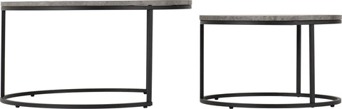 ATHENS ROUND COFFEE TABLE SET - CONCRETE EFFECT/BLACK